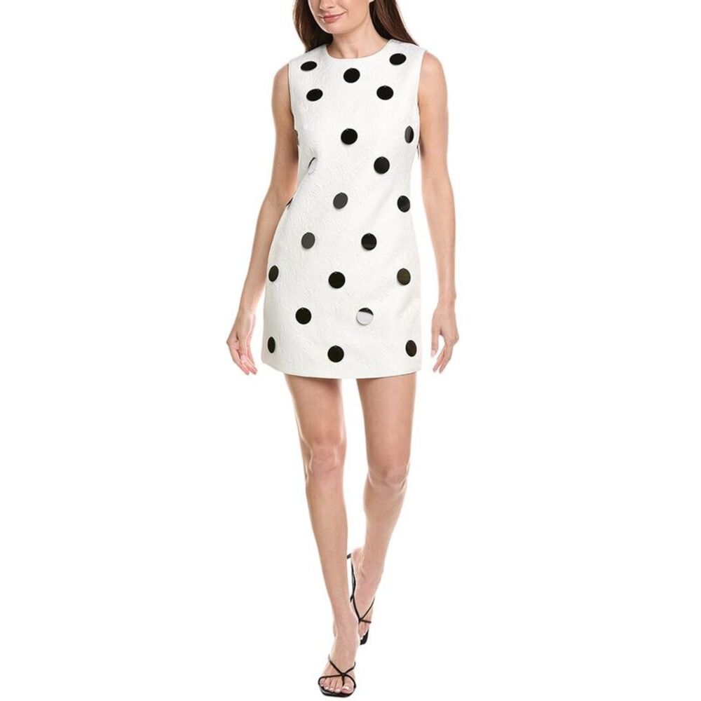 Milly Womens  Ivette Polka Dot Paillette Sleeveless Mini Dress, White